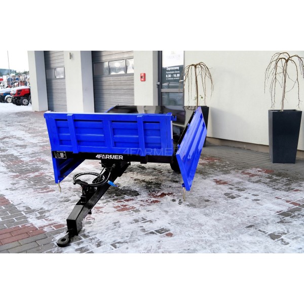 Remorque agricole simple essieu 1,5T avec frein et benne basculante 4FARMER