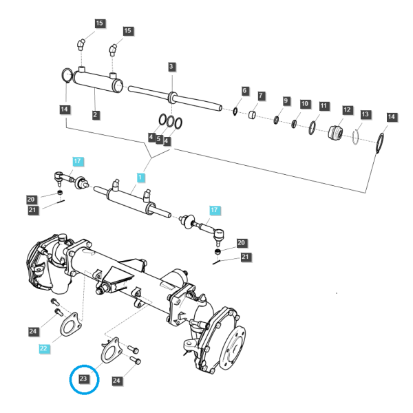 Lewy wspornik przedniego mostu / TRG400 / LS Tractor 40195036 | Traktor.com.pl