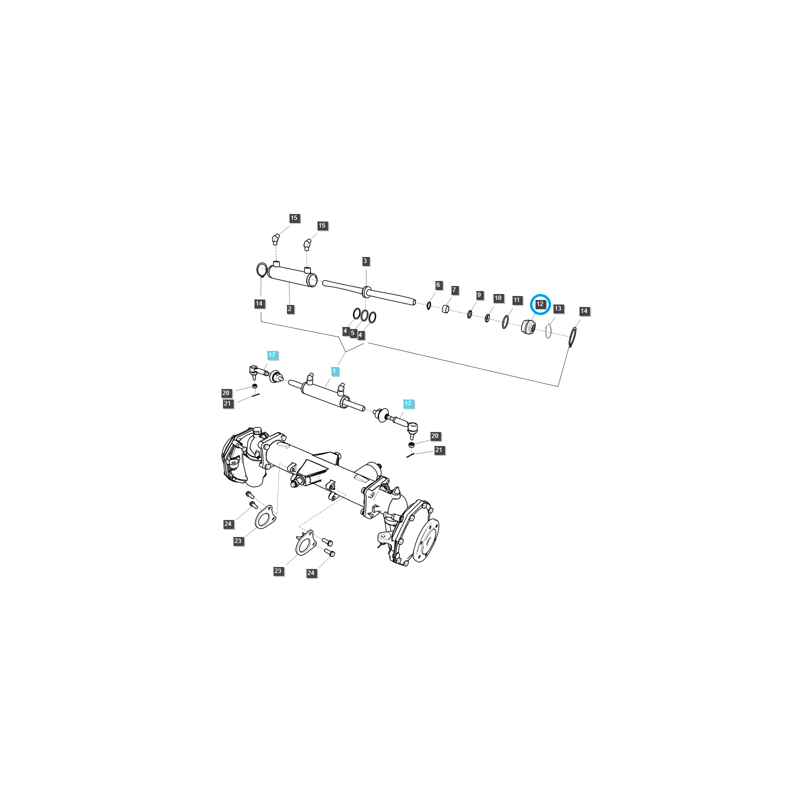Servolenkungs-Stellantriebsverschraubung / TRG630 / LS Traktor / Nr. 40249469