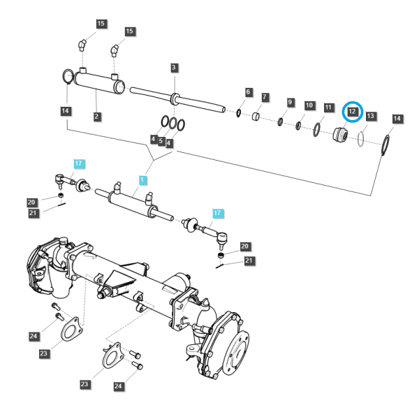 Power steering actuator gland / TRG630 / LS Tractor / no. 40249469