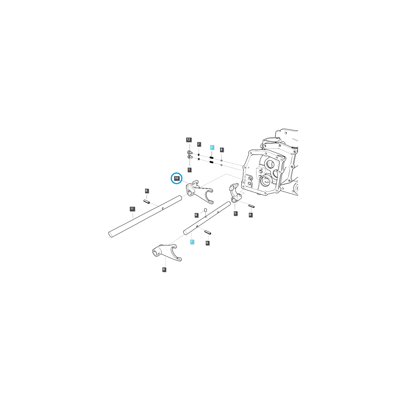 Fourche, guide, sélecteur de vitesses 1-2 / TRG290 / Ls Tractor 40373832