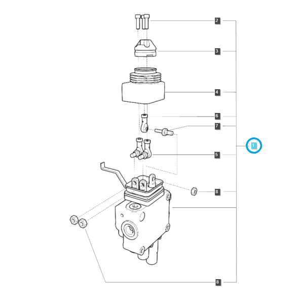Dvoudílný hydraulický rozvaděč / LS MT1.25 / G822 / Traktor LS / Č. 40438701