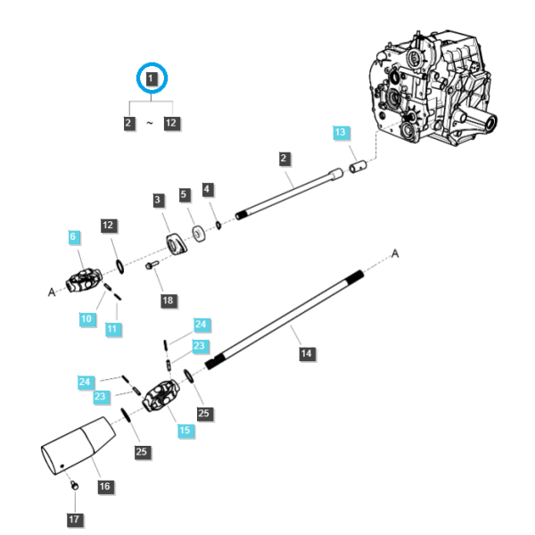 Eje 4x4 14T/14T / LS XJ25 / TRG380 / Ls Tractor 40206648