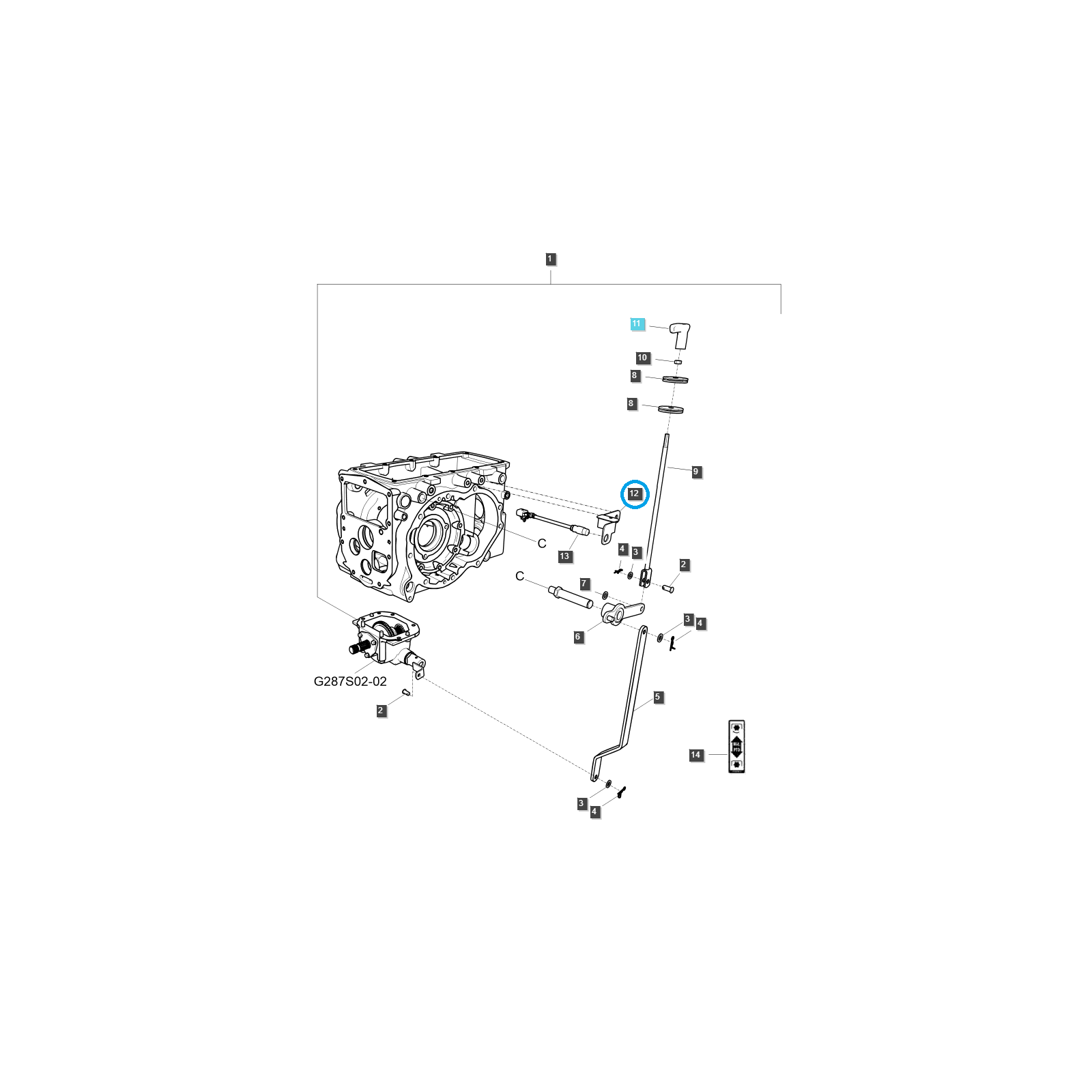 Zapfwellen-/Zapfwellenschalthebelhalterung / TRG750 / LS Traktor / Nr. 40439895