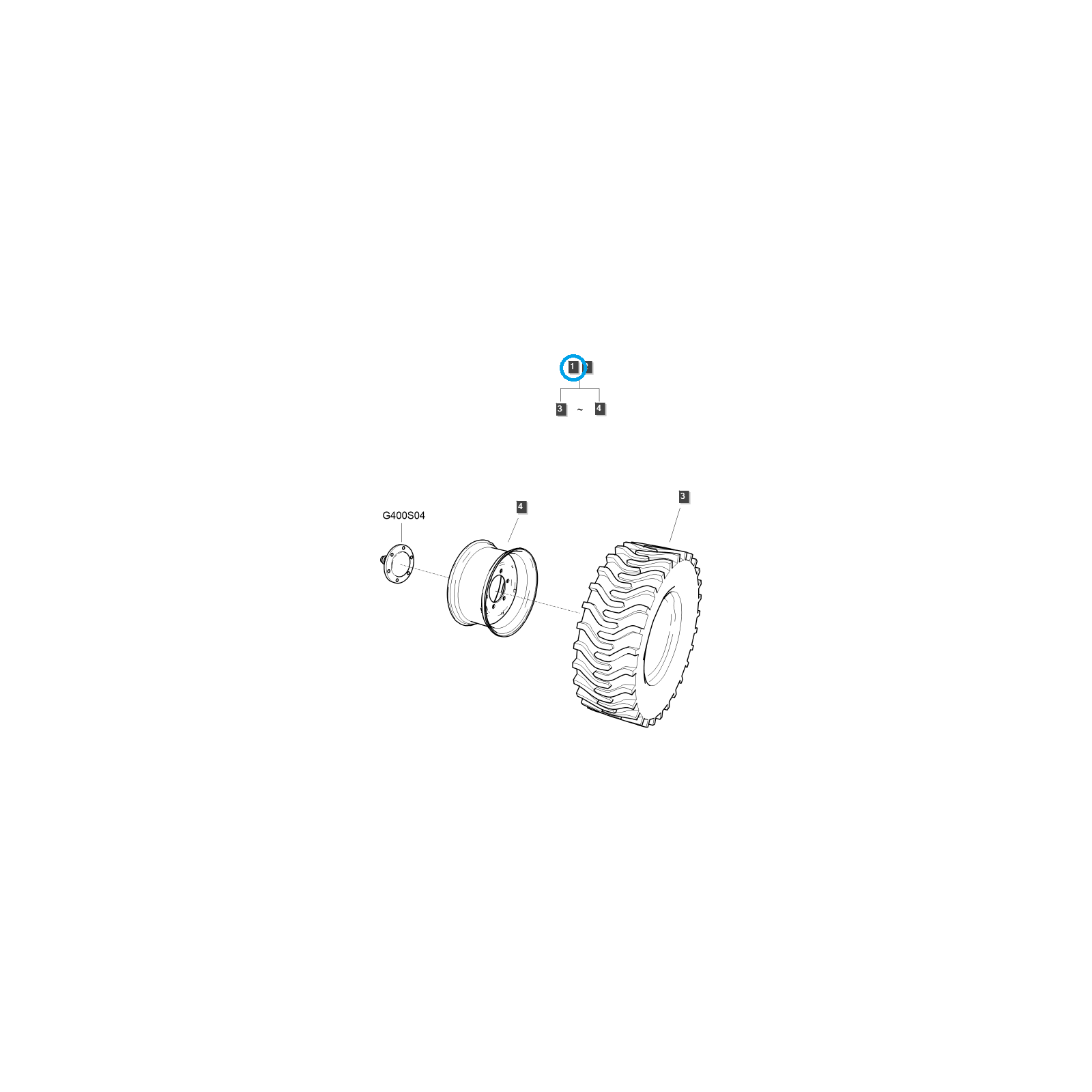Roue gauche 25x8,5-14 / TRG490 / Ls Tracteur 40386734