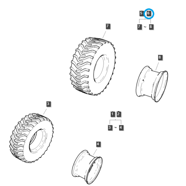 Rueda derecha 12x16,5 / G490 / Ls Tractor 40450585