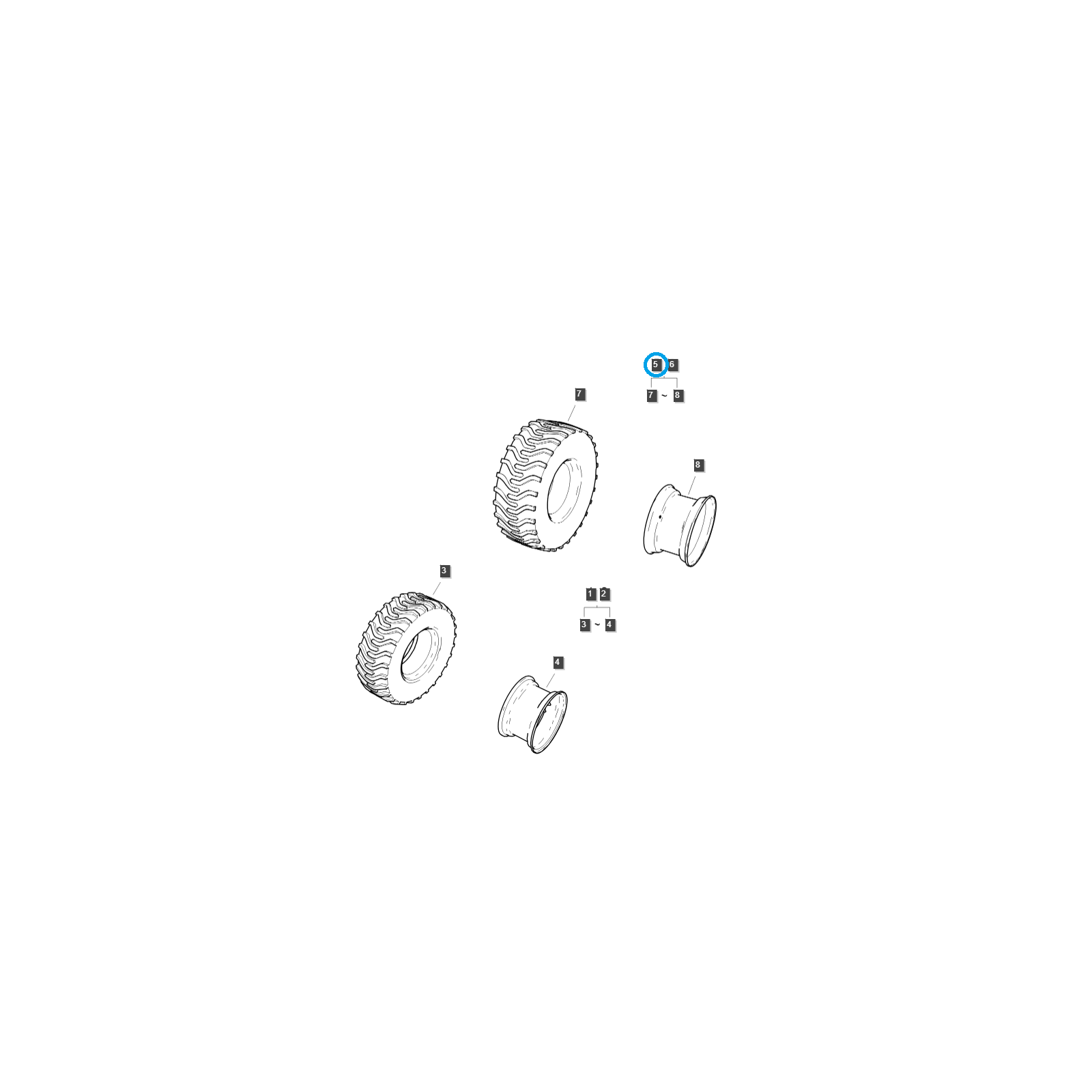 Left wheel 12x16.5 / G490 / Ls Tractor 40450584