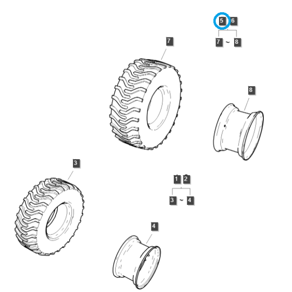 Koło lewe 12x16.5 / G490 / LS Tractor 40450584