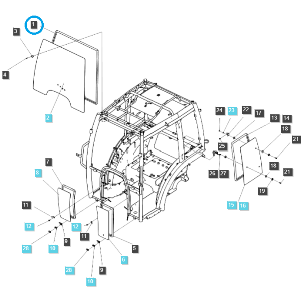 Čelné sklo / Tesnenie predného skla / TRG863 / LS Traktor / č. 40255035