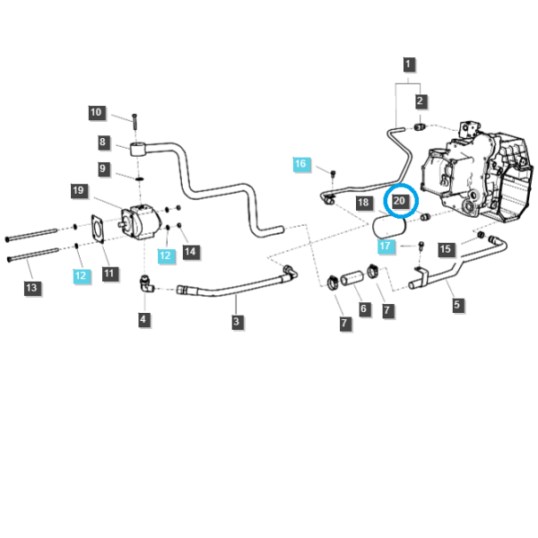Adaptér hydraulického filtra / TRG823 / Traktor LS / č. 40220230