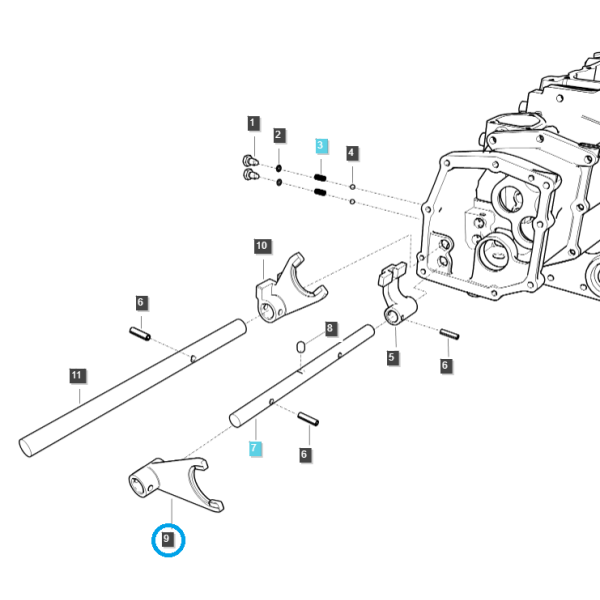 Fourche, guide, sélecteur de vitesses 3 / TRG290 / Ls Tracteur 40292842