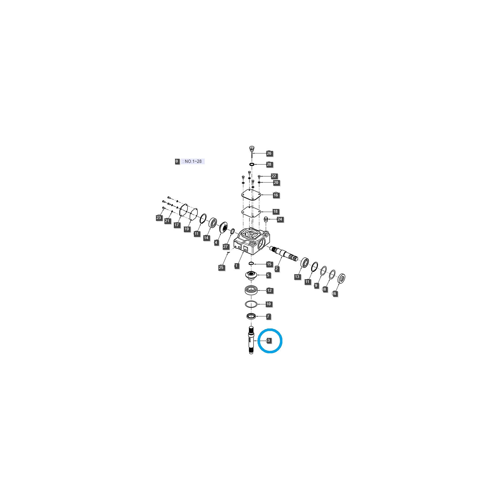 Arbre de sortie d'engrenage de tracteur tondeuse / Ls n° 40431418