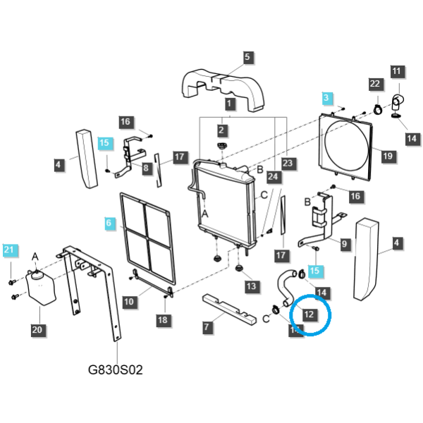 Radiator hose / TRG170 / LS Tractor / no. 40192382