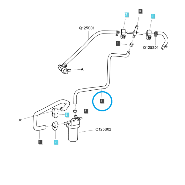 Tuyau de filtre à carburant / TRG040 / Tracteur LS / N° 40235053