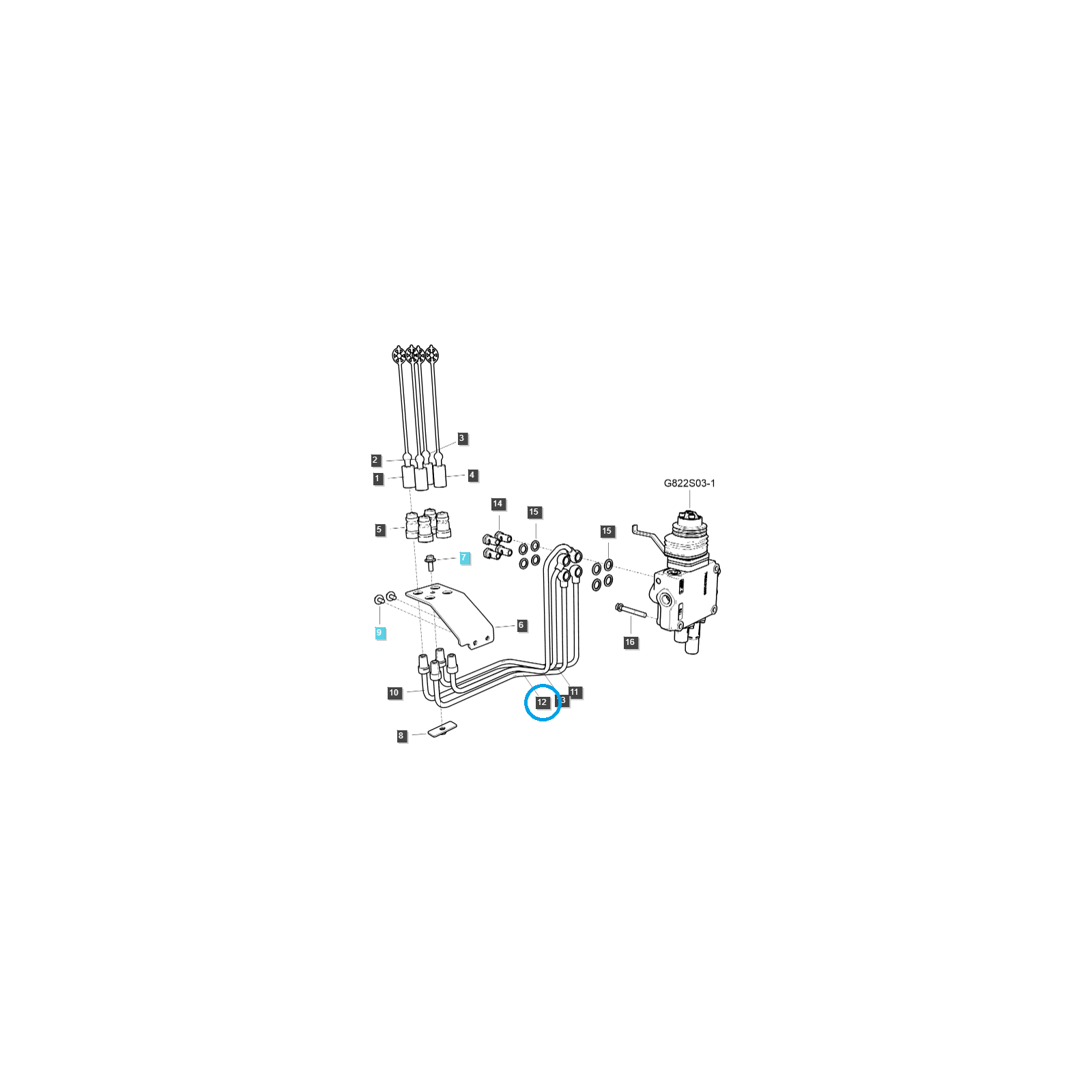 Hydraulická hadice / TRG822 / Traktor LS / č. 40337147