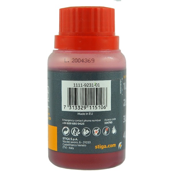 Huile pour moteurs 2 temps / Stiga / 0,1L / API TC JASO FD ISO-L-EGD / 1111-9231-01