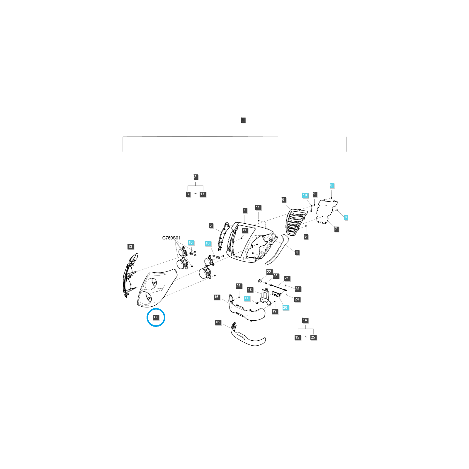 Attrappe / rechtes Haubenfragment / TRG830 / LS-Traktor / Nr. 40309547