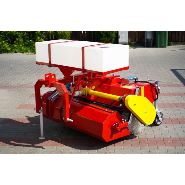 Barredora de 150 cm para tractor con cesta y recipiente de riego 4FARMER