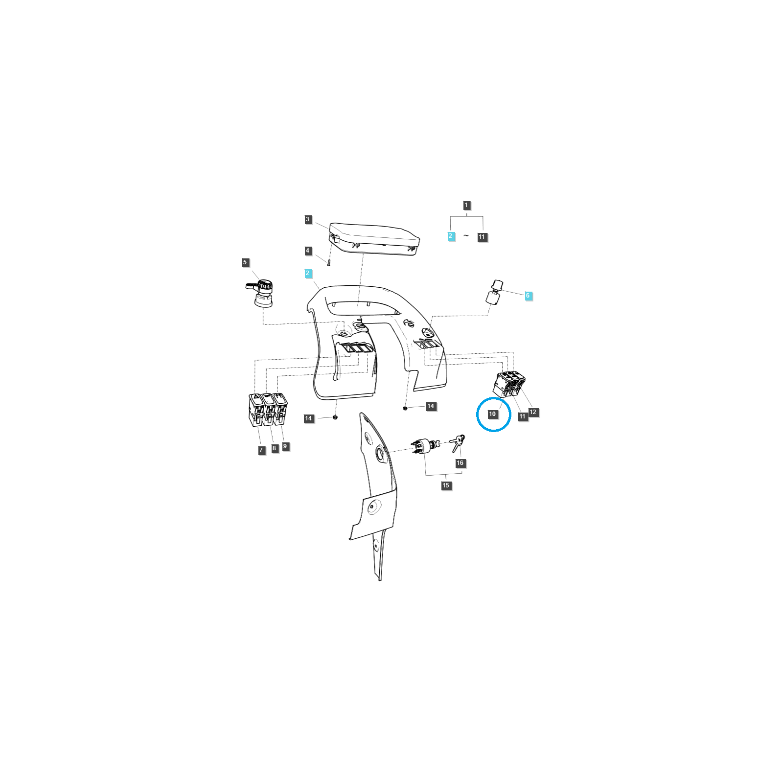 PTO mode button / switch / TRG750 / LS Tractor / no. 40308089