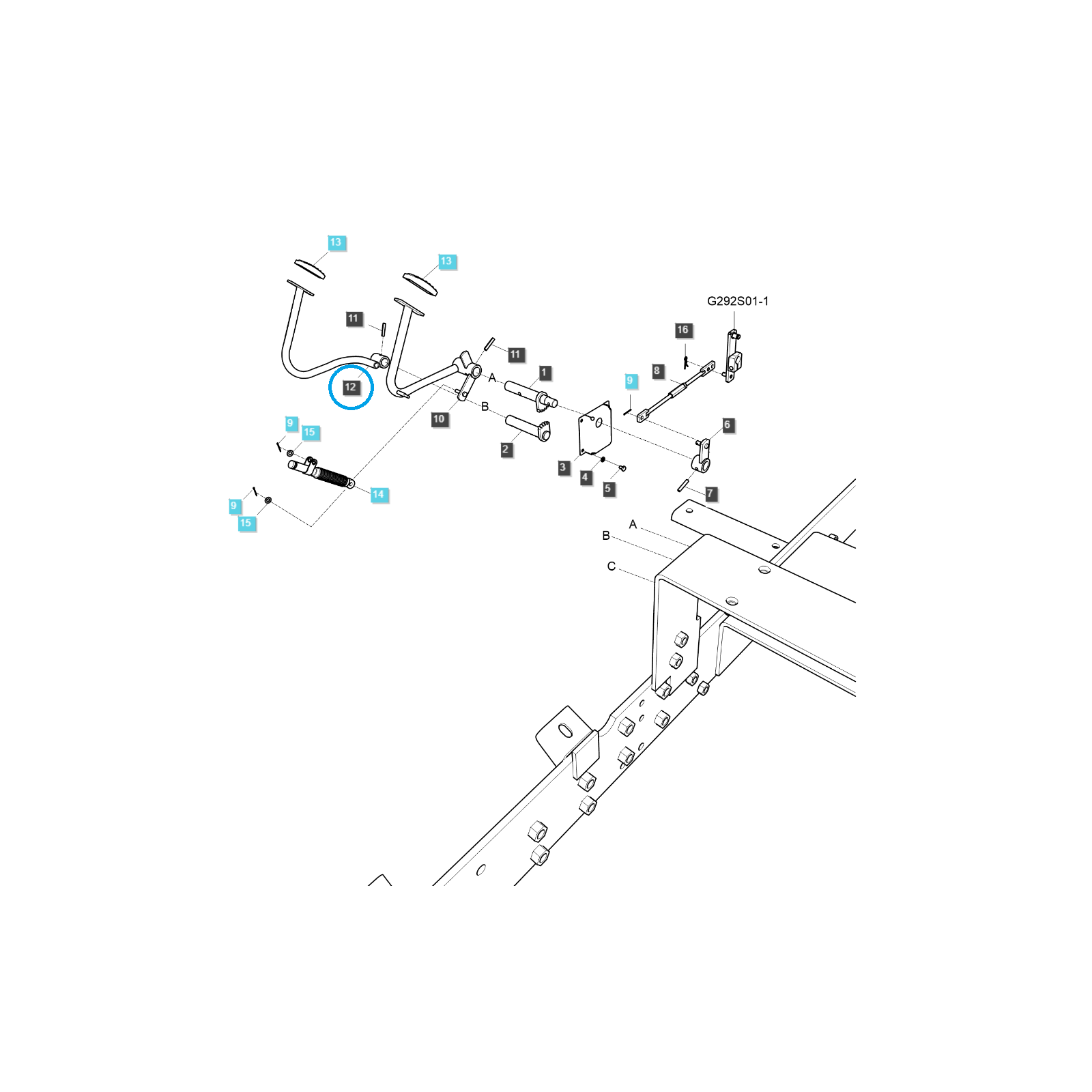 Páka, pedál HST / TRG292 / Ls Traktor 40285277