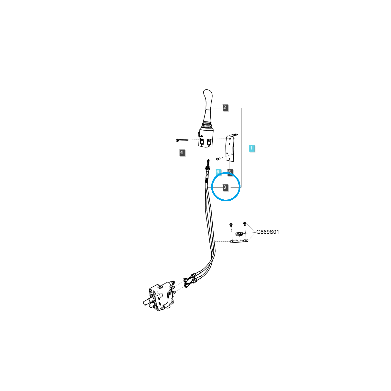 Cable distribuidor hidráulico - LS Tractor LS MT3.35/LS MT3.40/LS MT3.55/LS MT357/LS MT3.60