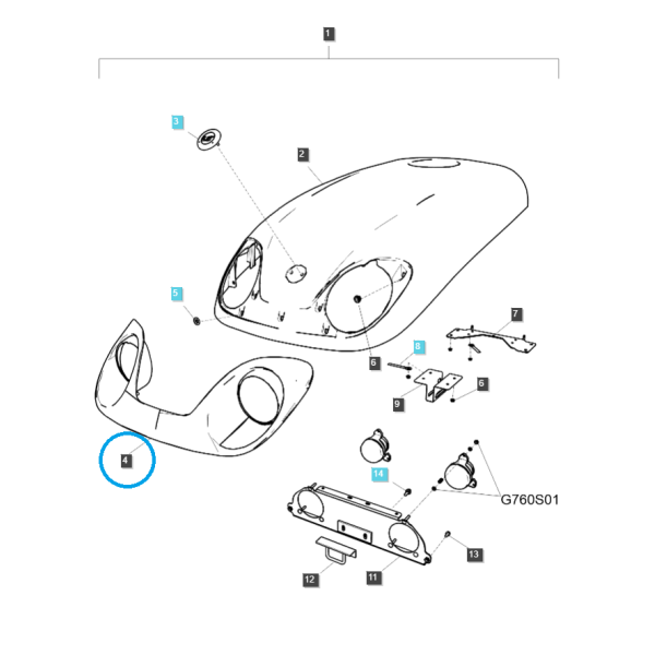 Grille / Front Headlight Cover / TRG830 / LS Tractor / No. 40253405