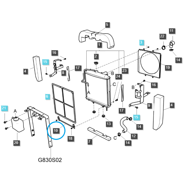 Sieťový držiak chladiča / TRG170 / LS Traktor 40309802