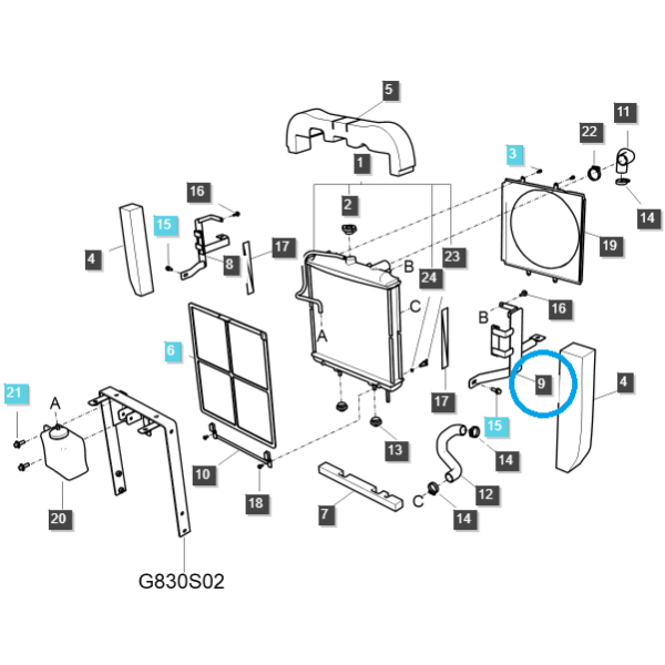 Kühlerhalterung (links) / TRG170 / LS Traktor 40309922