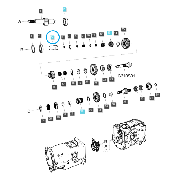 Spojovací hriadeľ / TRG285 / Ls Traktor 40031344