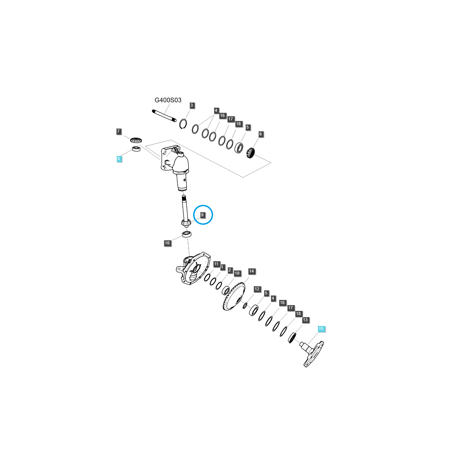 Kettenrad, Kegelrad 9T / TRG400 / LS Traktor 40195031
