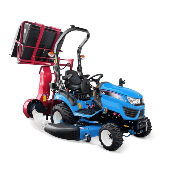 LS Tractor MT1.25 with a lawn mower with a basket and industrial tires