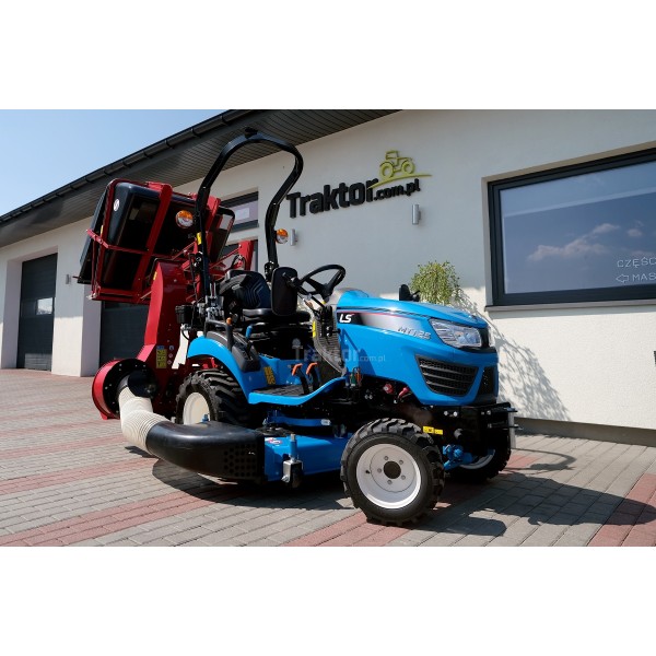 LS Traktor MT1.25 se sekačkou na trávu s košem a průmyslovými pneumatikami