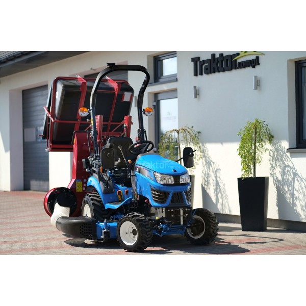 LS Tractor MT1.25 with a lawn mower with a basket and industrial tires