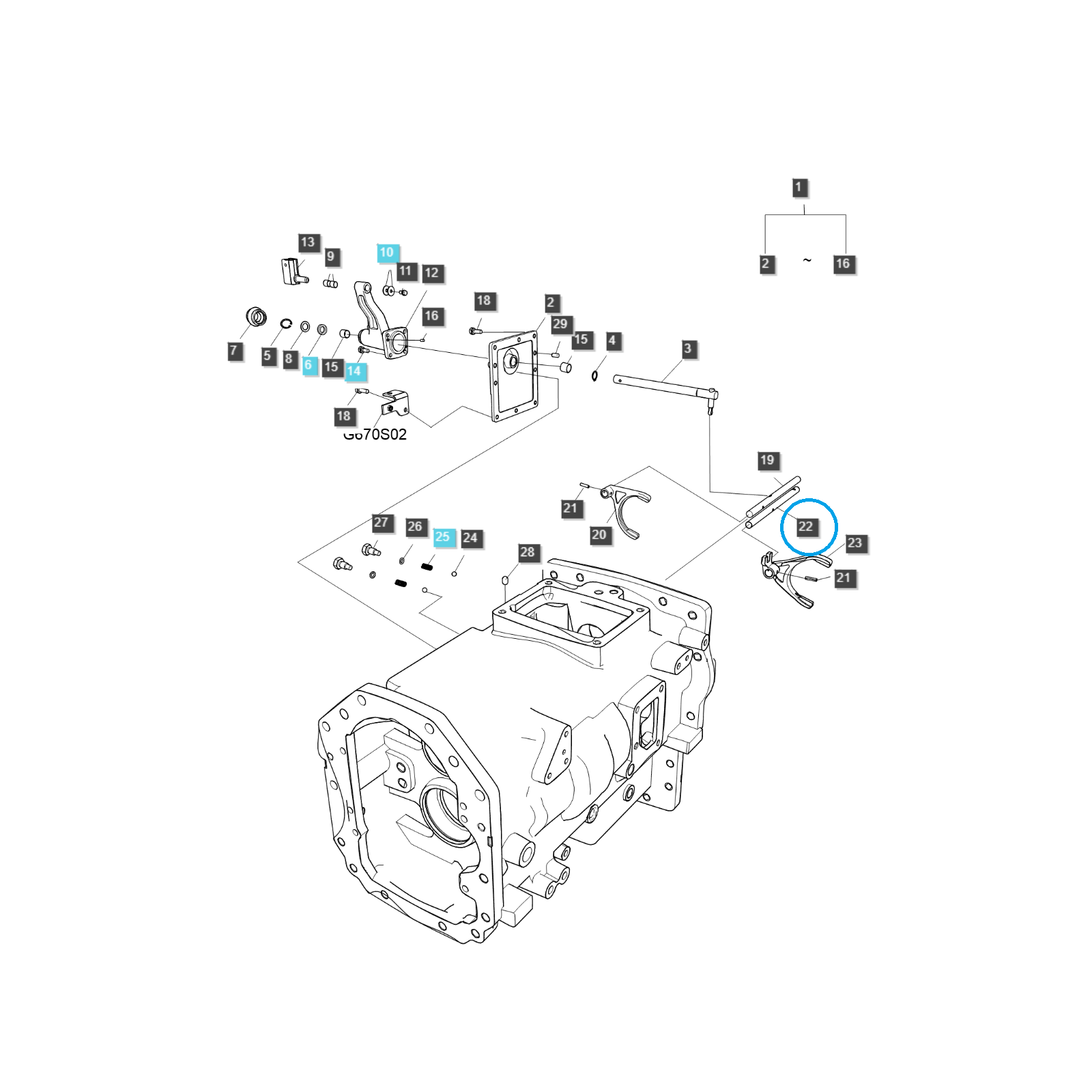 Getriebeschaltwelle (1-2) / TRG290 / Ls Traktor 40257960