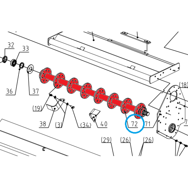 Hauptwelle 1095 mm Achse der Messer der Bodenfräse SB105