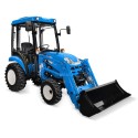 LS Traktor XJ25 HST s kabínou, priemyselnými pneumatikami a čelným nakladačom
