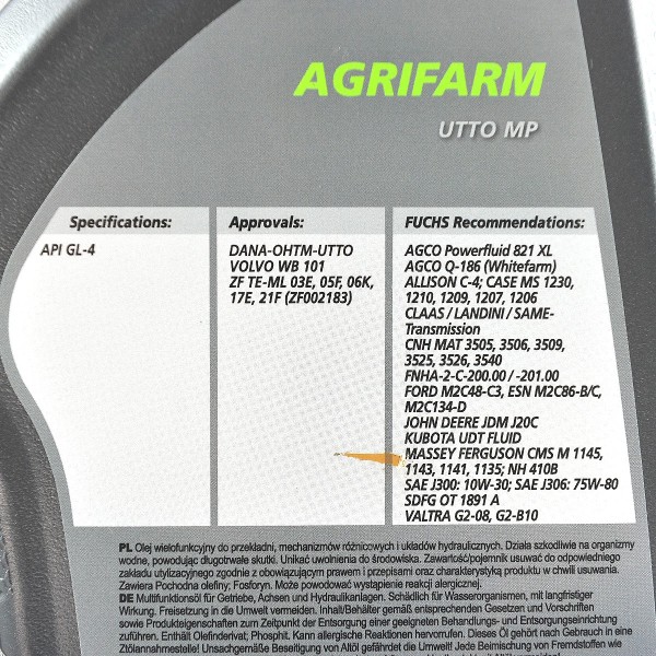 Prevodový olej Fuchs Agrifarm UTTO MP GL-4