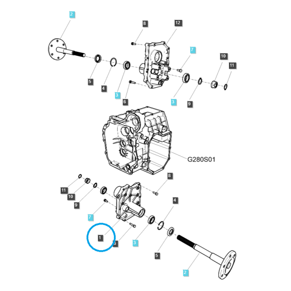 Skriňa prevodovky (vľavo) / TRG480 / Ls Traktor 40292847
