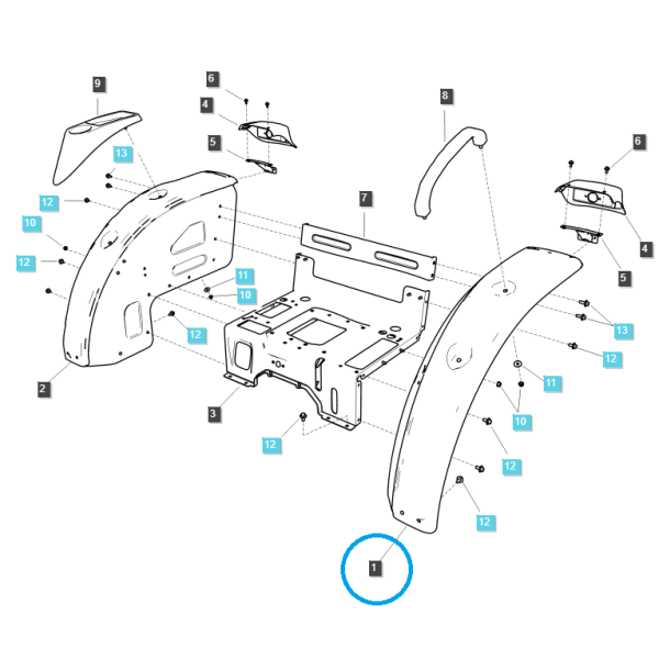 Kotflügel links für Traktoren / G870 / LS Traktor / Nr. 40027844