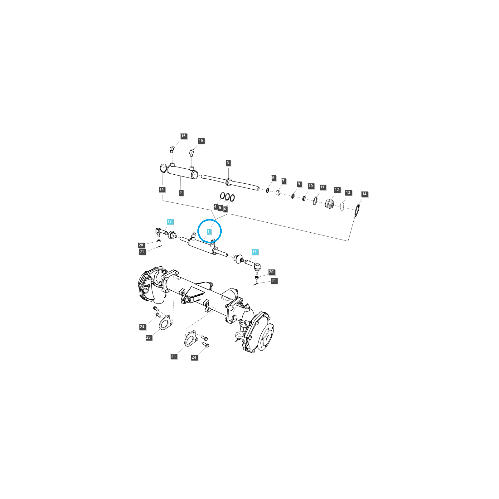 Hydraulic Power Steering Cylinder / TRG630 / LS Tractor / No. 40249637