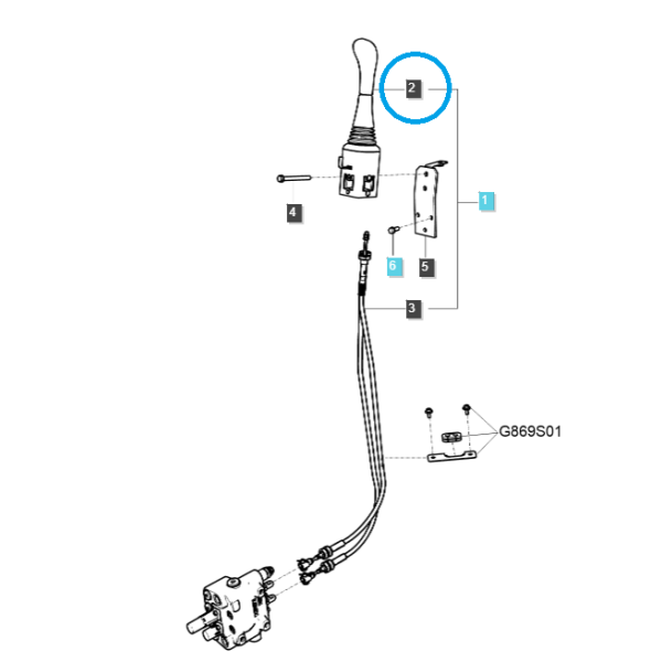 Dźwignia, joystick rozdzielacza hydraulicznego / TRG822 / LS Tractor / nr 40304911