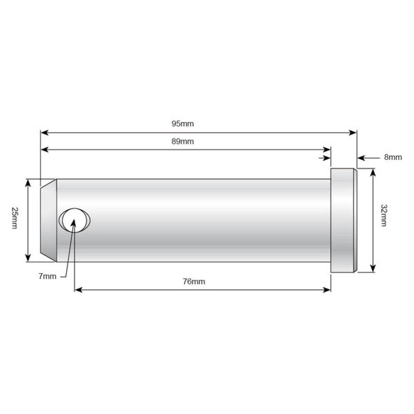 Pasador, cat 2, Cat II, pasador de varillaje de tres puntos S.9160, 25 x 95 mm, 25x95 mm
