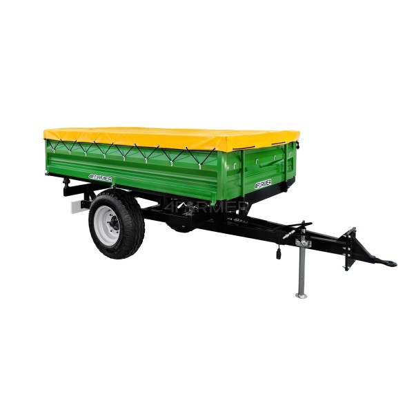 Przyczepa rolnicza jednoosiowa 2.5T z kiprem  + plandeka 4FARMER
