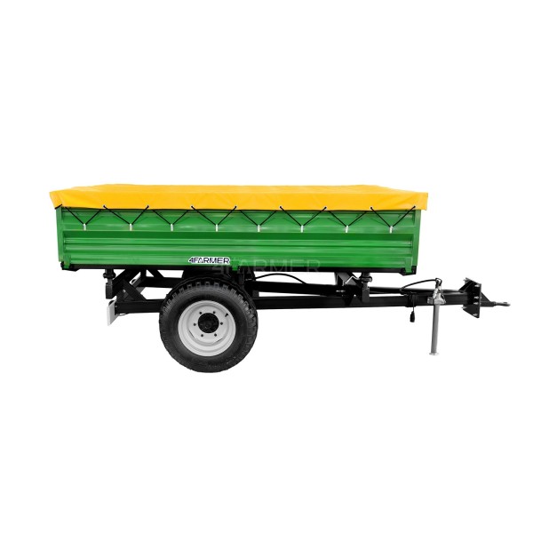 Single-axle agricultural trailer 2.5T with tipper + tarpaulin 4FARMER