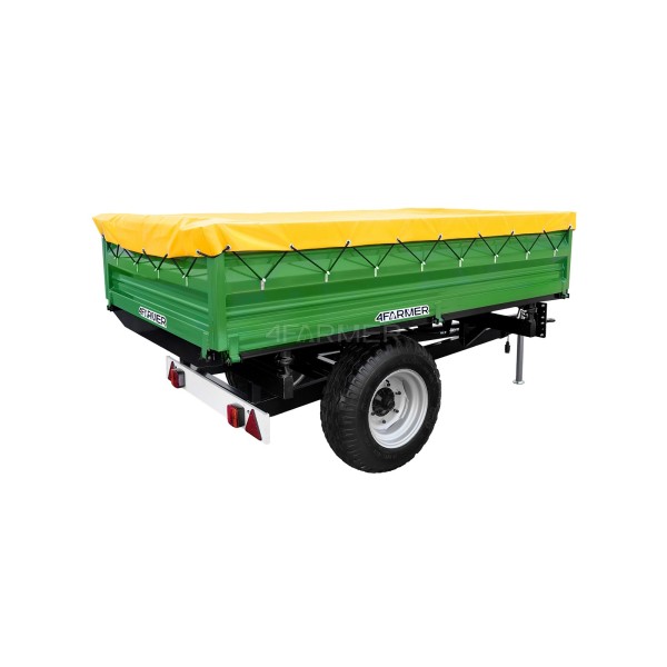 Single-axle agricultural trailer 2.5T with tipper + tarpaulin 4FARMER