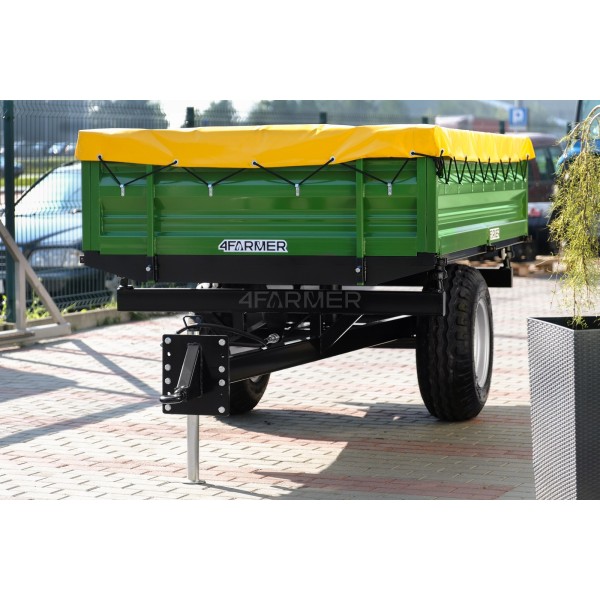 Przyczepa rolnicza jednoosiowa 2.5T z kiprem  + plandeka 4FARMER