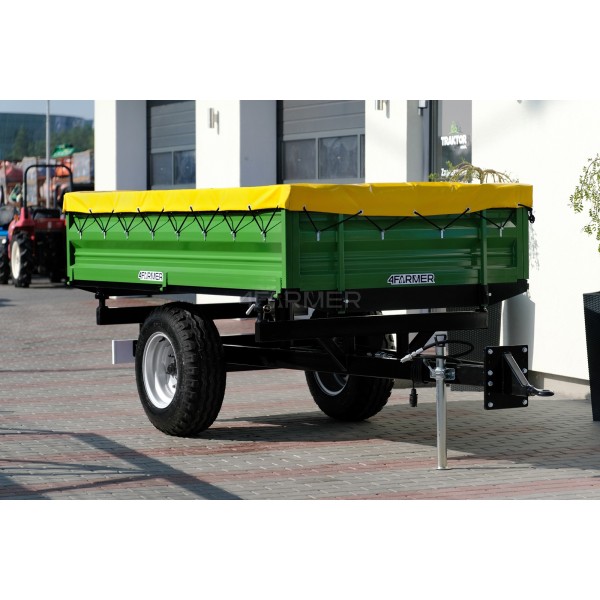 Single-axle agricultural trailer 2.5T with tipper + tarpaulin 4FARMER