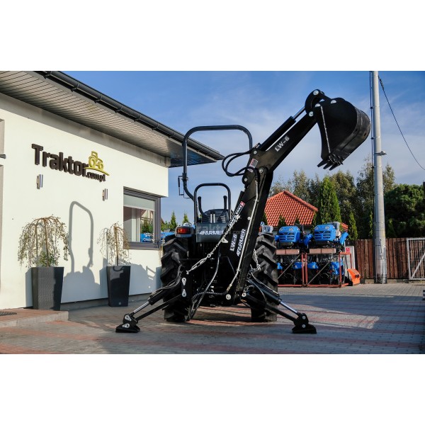 Traktor LS MT3.50 HST s čelným nakladačom LS a bagrom 4FARMER