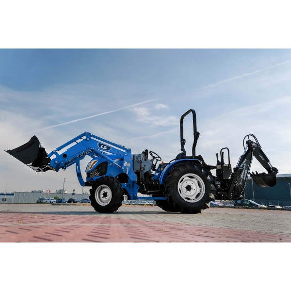 Traktor LS MT3.50 HST s čelným nakladačom LS a bagrom 4FARMER