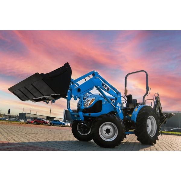 Traktor LS MT3.50 HST s čelním nakladačem LS a bagrem 4FARMER